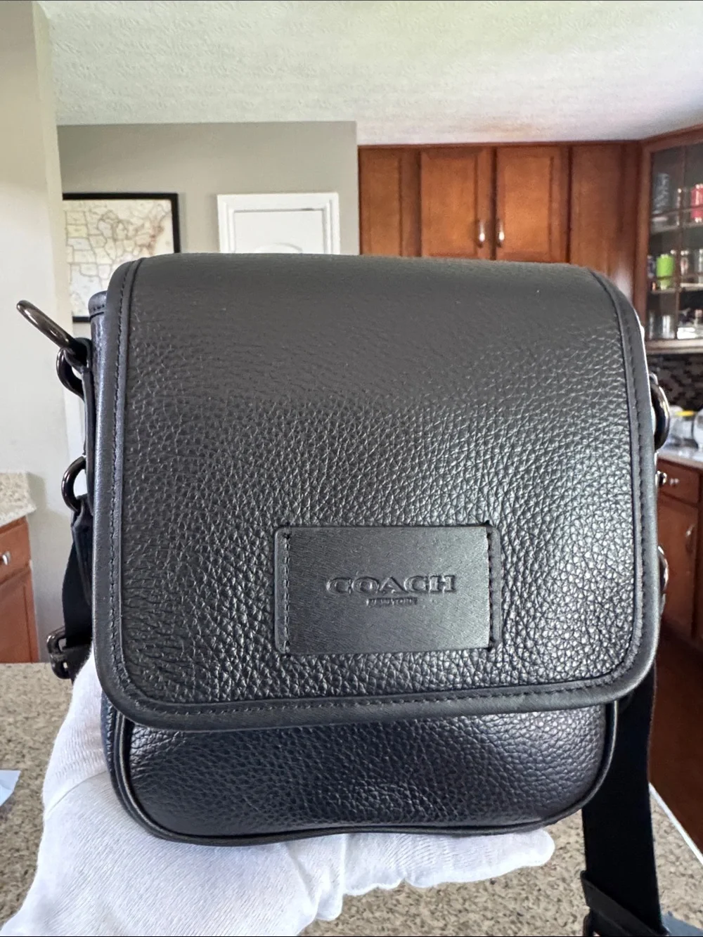 Coach Black Pebbled Leather Messenger Crossbody - Coach